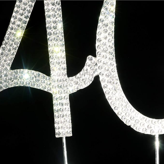 40Cake Topper | Premium Bling Rhinestone Diamond Gems | 50th Birthday or Anniversary Party Decoration Ideas | Quality Metal Alloy | Perfect Keepsake