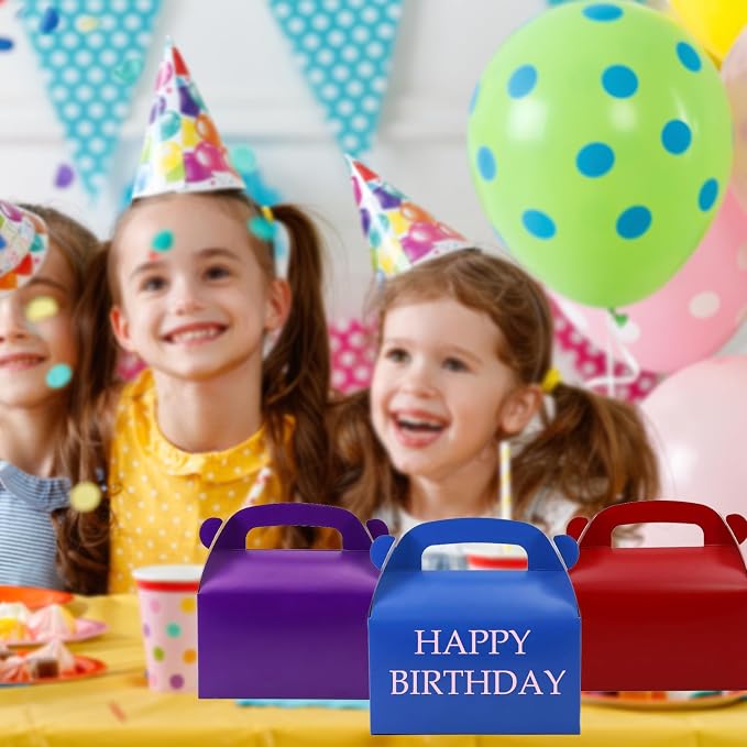 30Pcs Dark Purple Party Favor Treat Boxes Goodie Boxes with Handles | Gable Paper Gift Boxes Perfect for Purple Birthday Party Baby Shower Decoration Supplies