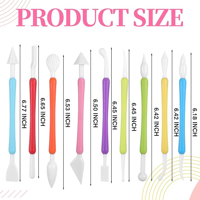 9PCS Double Head Air Clay Tools, Air Dry Clay Tools, Plastic Modeling Clays Tool for Pottery, Modelings, Sculpting, Cake Decoration