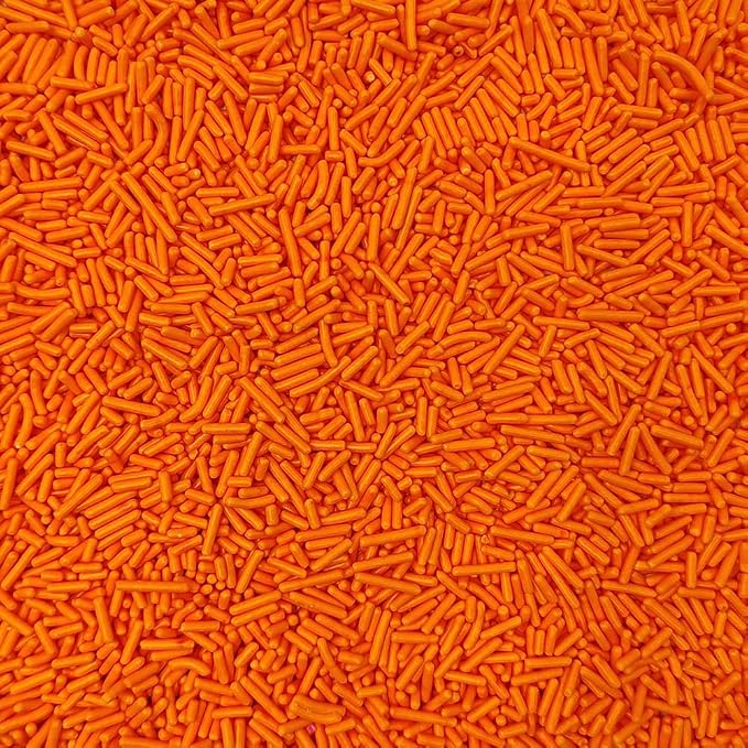 Homankit Orange Jimmies Sprinkles Edible Sprinkle Candy Soft Jimmies Toppings for Ice Cream, Cupcake, Cake, Cookie, Dessert Decorating 2.75 Ounces