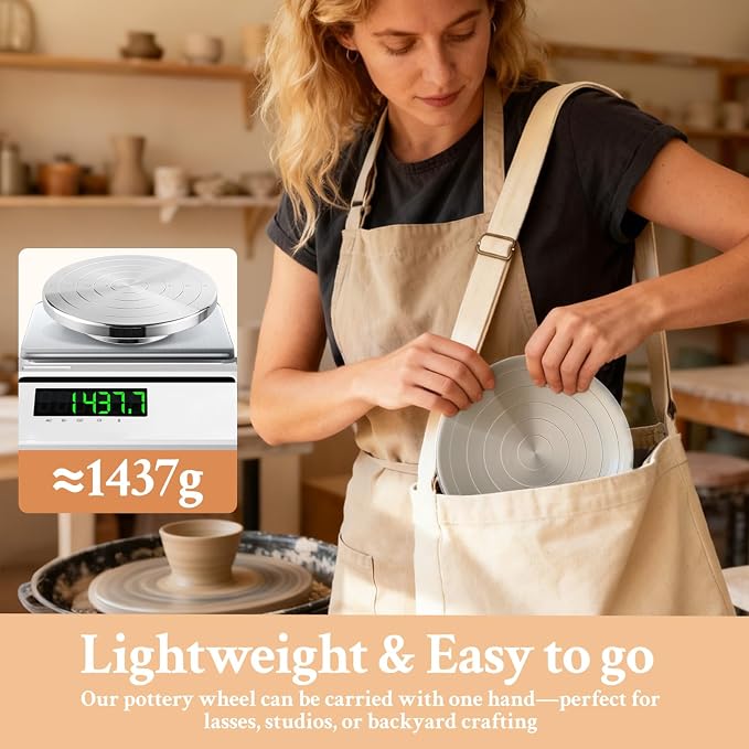 Yncotte Pottery Wheel, 12 Inch Sculpting Wheel Double-Sided Banding Wheel Pottery Turntable Aluminium Alloy Metal Rotating with Ball Bearings for Ceramics Clay Model Making Cake Decor Paint Spraying