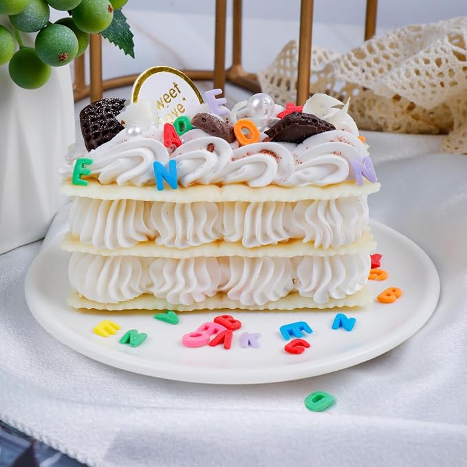 Rainbow Sprinkles for Baking, Edible Letter Sprinkles, Birthday Sprinkles for Cake, Cookies, Ice Cream and Macaron Toppings
