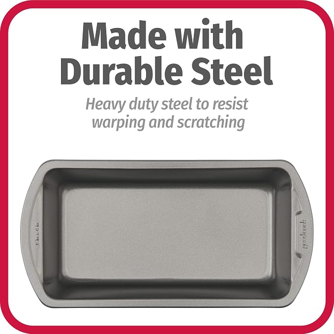 GoodCook Nonstick Loaf Pan 8 x 4-Inch Heavy-Duty Steel Bakeware with Easy-Clean Non-Stick Coating,Oven & Dishwasher Safe Pan for Meatloaf Breads Lasagnas Casseroles & More,Set of 2,Gray,(Pack of 12)