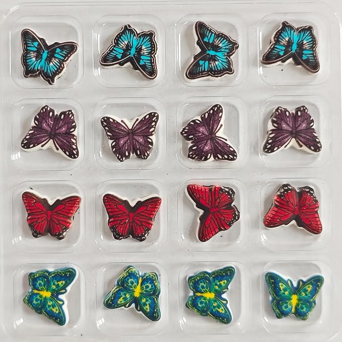 Edible 16 pieces Butterfly cake decorations, Butterflies cupcake toppers, perfect Icing Cookies decro for Valentine's Day Birthday Halloween Thanksgiving Christmas party Team Dinner