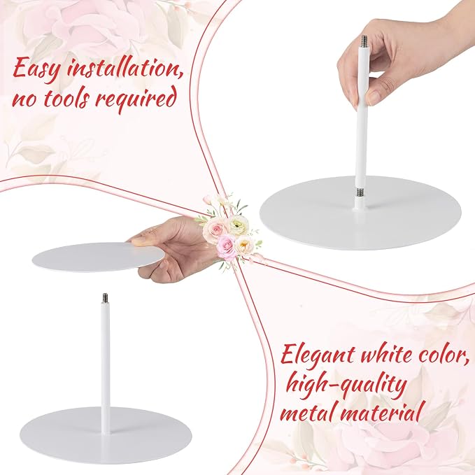 LemonRoad 6''+8'' White Floating Cake Stand 2 Tier Metal Wedding Cake Stand Spacer Separator Round Decorative Dessert Display Riser Pastry Holder for Birthday Anniversary Party Centerpiece (Modern)