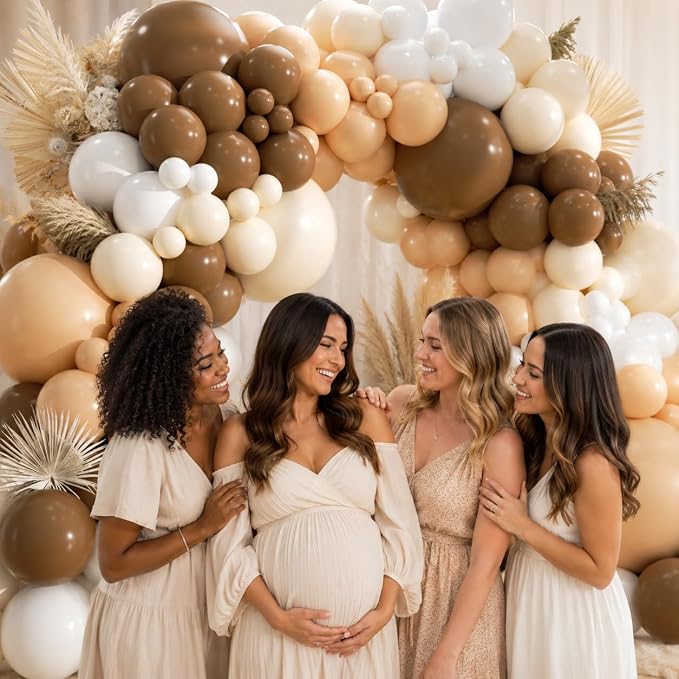 450Pcs Netural Balloons Garland Arch Kit - 18 12 10 5 Inch Different Sizes Brown Latex Balloon for Birthday, Anniversary, Bridal Shower, Baby Shower, Wedding, Boho, Teddy Party Decorations