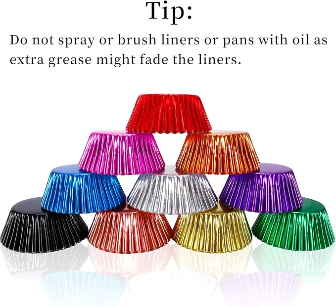 BAKHUK 500pcs Cupcake Liners for Baking, Foil Cupcake Liner, Standard Size 2 Inches 10 Colors Cupcake Liners