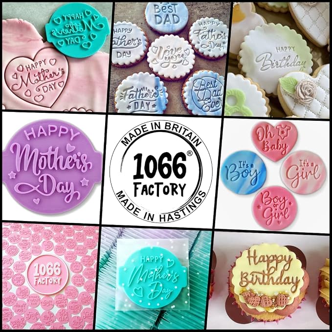 Happy Birthday Embosser Stamp for Icing Fondant Frosting Sugar Paste Cupcake Cake Cookie Baking Decoration (Pattern 1)