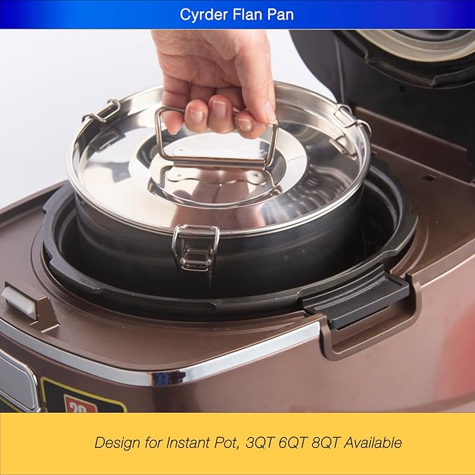 18/10 Stainless Steel Flan Pan, 80 oz Flanera Mold Cooker for Baking | Compatible with Instant Pot 6 8 10qt, Custard Pan, Flan dish with lid, Tart pan, Round fluted dish, oven safe