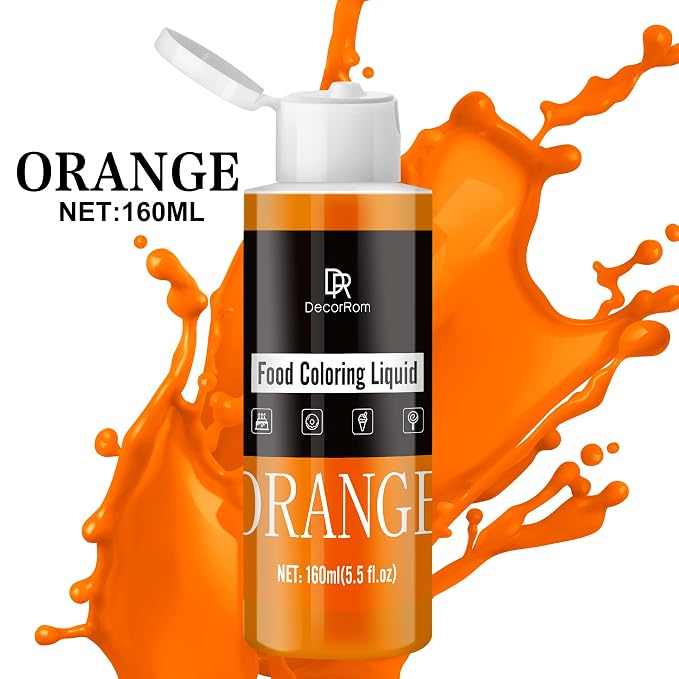 Orange Food Coloring Liquid - Vibrant Liquid Icing Food Coloring Set for Baking, Cake Decorating, Easter Egg, Airbrush - Tasteless Food Dye for Fondant, Slime, DIY Crafts - 5.5 Fl.oz / 160ml Each