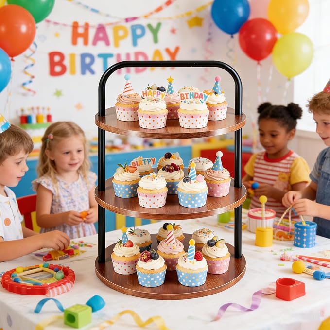 Wooden Cupcake Stand 2 Pack, 3 Tier Large Cupcake Tower Stand 50 Cupcakes, Dessert Stand Cupcake Display Stand Cupcake Tower for Party, Wedding, Birthday, Halloween, Farmhouse Decor