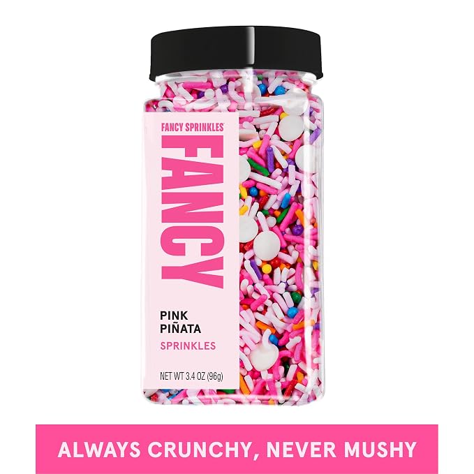 Fancy Sprinkles Pink Pinata Sprinkle Mix | Hot Pink, Pastel Pink & Rainbow Jimmies | Cake, Cupcake & Funfetti Baking | Birthday Party & Girls Night | 1 Pack (0.5c)