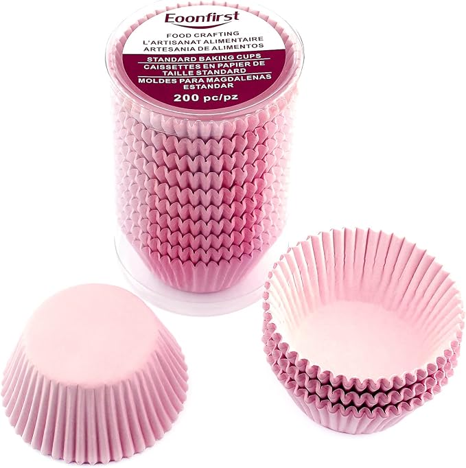 Standard Size Baking Cups Valentine's Day Cupcake Liners 200 Pcs (Light Pink)