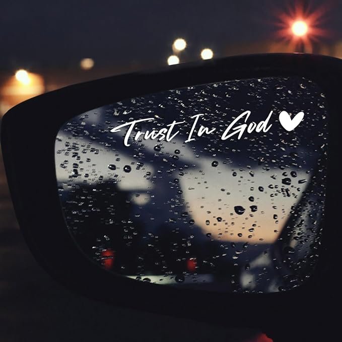 3 x Trust In God Mirror Decal White Stickers for Cars Rearview Mirror Decal for Women Cute Decals Vinyl Affirmation Stickers for Window, Mirror, Tumbler, and Water Bottle