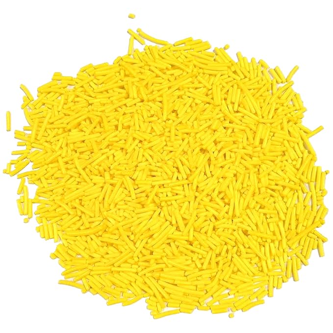 Sentovac Yellow Jimmies Sprinkles Edible for Cake Decorating Yellow Sprinkles Sugar Candy Cookie Cupcake Topper Ice Cream Baking Decorations Wedding Halloween Christmas Supplies 3.53oz