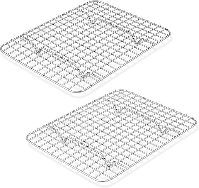 P&P CHEF 9.75 Inch Cooling Baking Rack Set of 2, Stainless Steel Grid Cooking Racks for Roasting Drying Grilling, Oven & Dishwasher Safe, Heavy Duty & Healthy