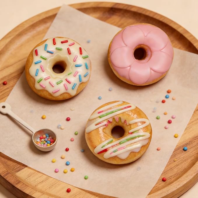 Silicone Donut Molds, 6-Cavity Non-Stick Baking Pan with Decorative Designs for Chocolate Desserts, Gray, 10.8 x 6.7 x 1.3 inches