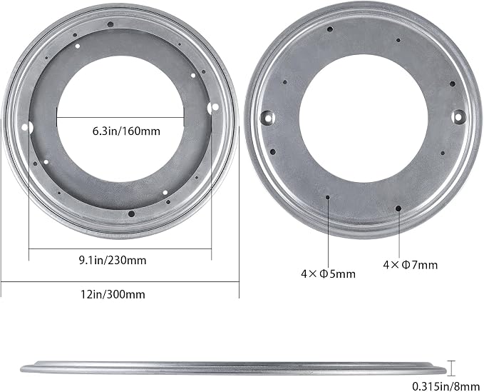 HSTECH 12 inch Lazy Susan, 800lbs Rotating Bearing Plate Heavy Duty for Rotating Table, Book Case, Serving Tray, Crafts Stand, Potted Plants, Shoe Rack(360˚ Rotation)