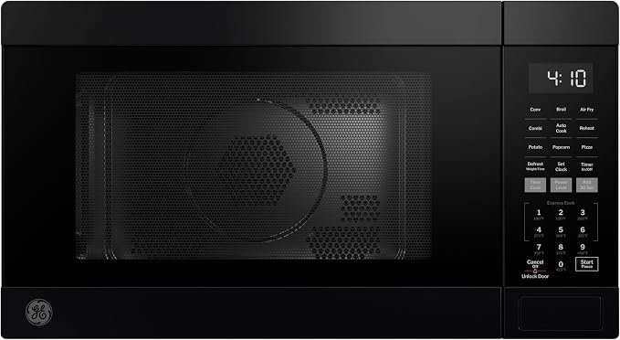 GE 4-in-1 Countertop Microwave Oven, 1.0 Cu Ft, 1050W Convection Microwave with Air Fry & Broil, Compact and Quiet, Black, Ideal for Apartments, Dorms & Offices, GCST10A1WBB
