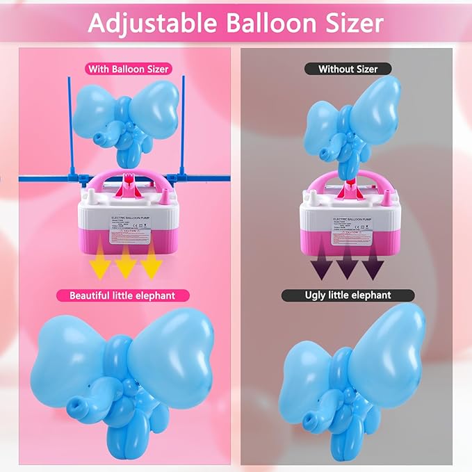 Balloon Pump Electric,110V 600W Balloon Blower Inflator Dual Nozzle Air Pump Balloons Inflator for Decoration, Party, Sport,Gifts:2 Balloon Tying Tools