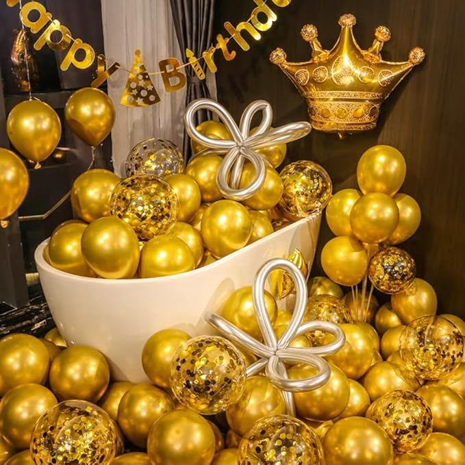 Gold Metallic Balloons 100pcs 12 Inch Helium Balloons for Birthday Graduation Baby Shower Wedding Anniversary Party Decorations