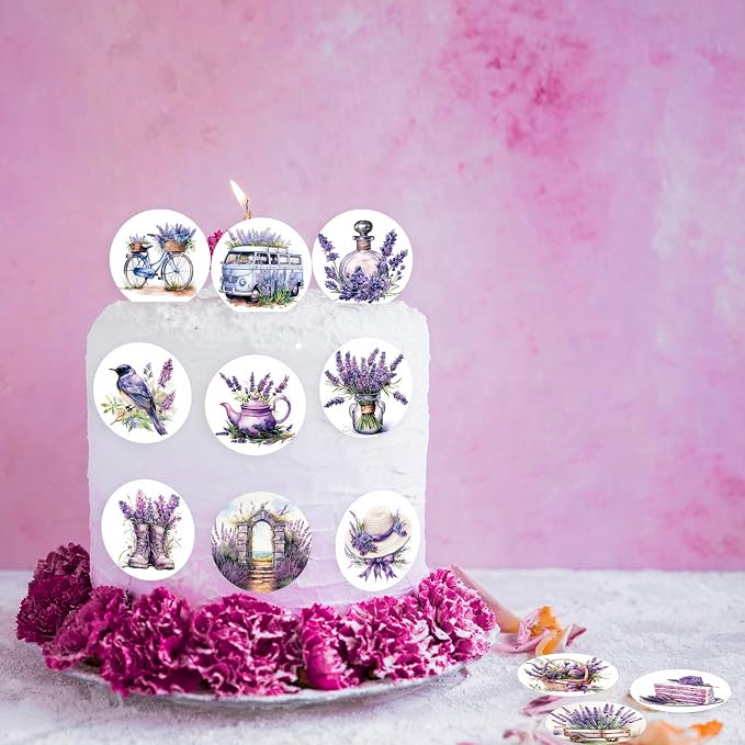 36PCS Edible Lavender Floral Cupcake Toppers Wafer Paper Purple Flowers Cake Picks Edible Lavender Bouquet Cupcake Toppers for Wedding Birthday Theme Floral Cake Decor Supplies