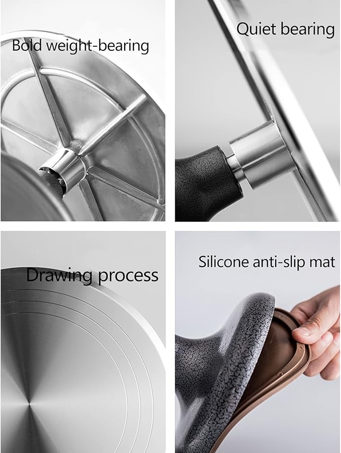 Stainless Steel Revolving Cake Stand 14 Inch 36cm Rotating Cake Turntable with Non-Slipping Silicone Bottom for Cake and Protective Sleeve-Without Protective case 14 inch(With Protective Cove
