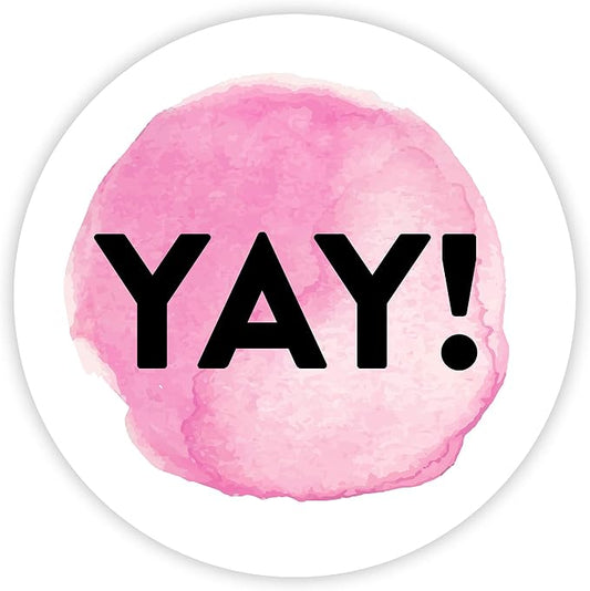 Andaz Press Round Small Business Sticker Labels, 120-Pack, Watercolor Pink Yay!, Packaging Stickers, Product Labels for Small Business Thank You Stickers, Company Stickers