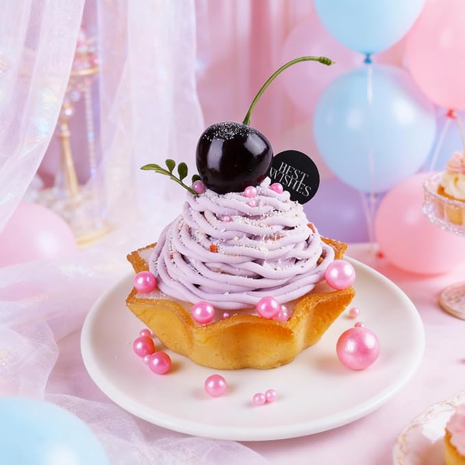 Pink Sprinkles for Cake Decorating, Valentines Sprinkles, 4 Sizes Pearl Edible Sugar 130g/4.6oz, Cupcake, Ice Cream, Donuts, Macaron Toppings Supplies (2mm, 4mm, 7mm, 1cm)