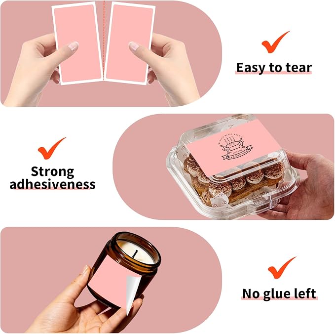 500 Labels/Roll 2" x 4" Pink Thermal Labels, Self-Adhesive Rectangle Thermal Sticker for Shipping, Address, Mailing, Branding, Small Business