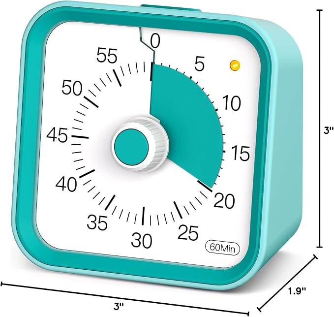 Visual Timer for Kids with Pause Function, 60 Minute Countdown Timer for Kids Desk Study, Teaching, Kitchen Cooking, Office Meetings, Time Management for ADHD (Green)