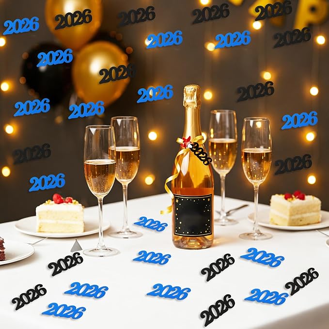 Graduation Confetti 2026, Congrats Grad Confetti Class of 2026, 60g Blue Black Glitter Graduation Table Centerpiece for Graduation Party Decorations Senior High School Celebration Party Supplies