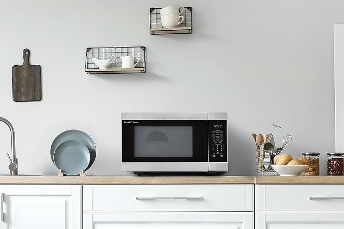 SHARP Countertop Microwave Oven with Removable 13.6" Carousel Turntable, 1100 Watt, 1.6 Cubic Feet, Stainless Steel