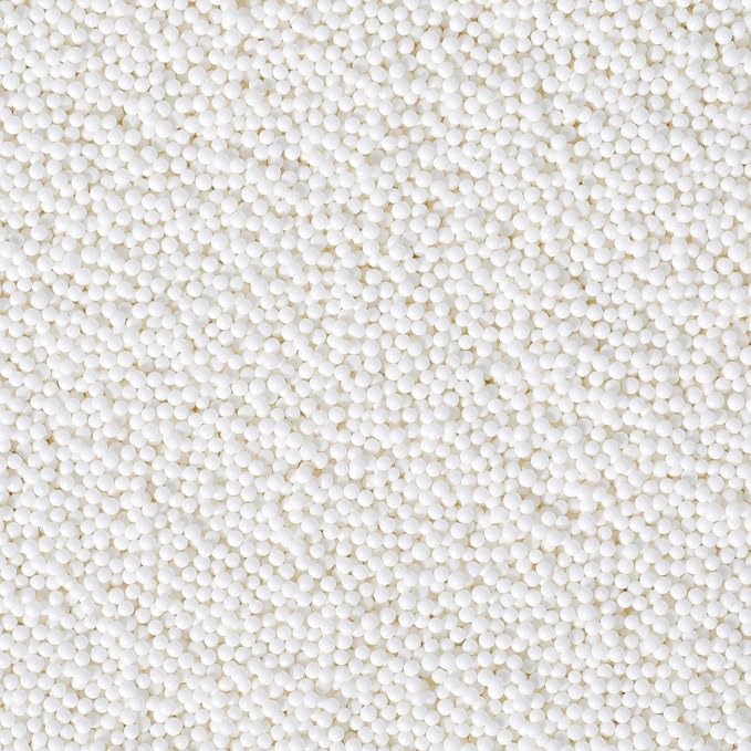 White Nonpareils Sprinkles, 2mm Edible Pearls for Cake Decorating, 4.6oz Mini Sugar Candy Pearls for Baking, Cupcake, Cookie, Ice Cream Toppings, Wedding Party Christmas Valentines Holiday Supplies