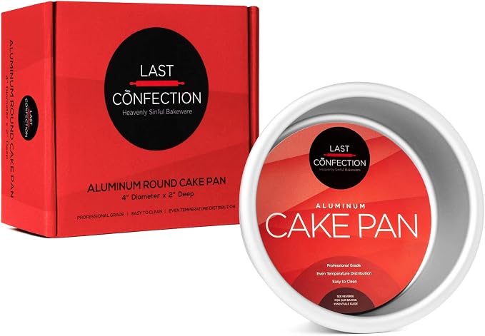 Last Confection 4" x 2" Round Cake Pan, Anodized Aluminum Cake Pan Baking Tin Mold, Professional Bakeware