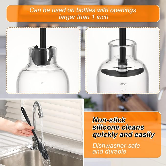 2 Pcs Black Blender Spatula Set with Under Blade Bottle Scraper and Jar Scraper Blender for Smoothies, Jars & Bottle, Food Grade Silicone Spatula for Kitchen