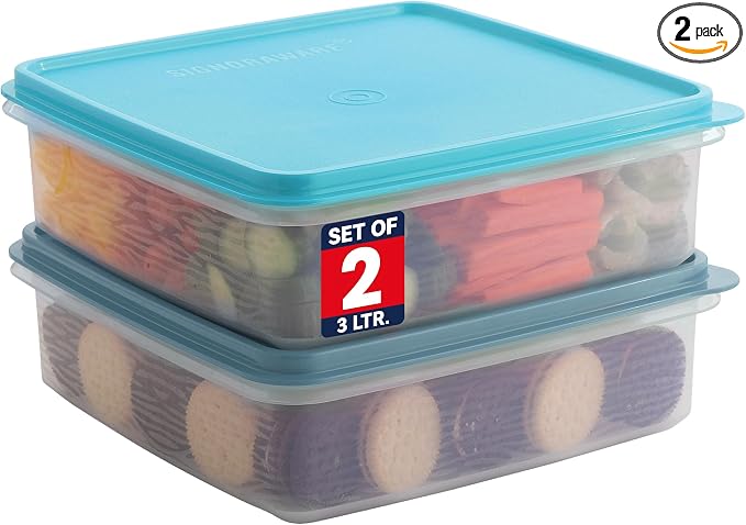 Plastic Storage Containers with Lids – 2-Pack 3L Cupcake Carrier – Leakproof Cookie Storage Containers Airtight – BPA-Free Plastic Containers with Lids for Food Storage, Meal Prep, Leftovers, Cupcakes