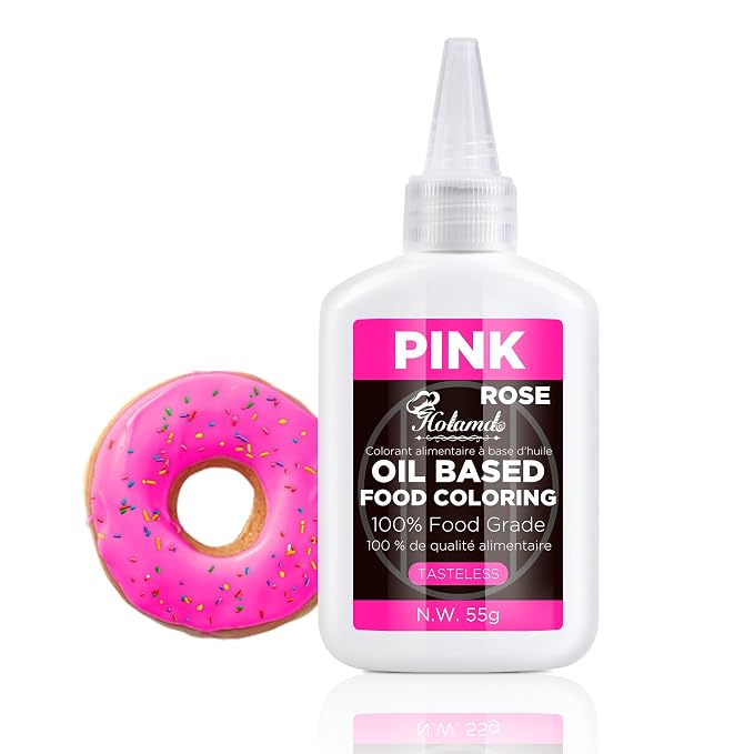 Oil Based Food Coloring Set, Pink Oil Based Food Coloring for Chocolate, Food Grade Food Color Dye for Candy Melts, Baking, Icing, Frosting and Cake Decorating, Flavorless Vibrant - 55g/Bottle