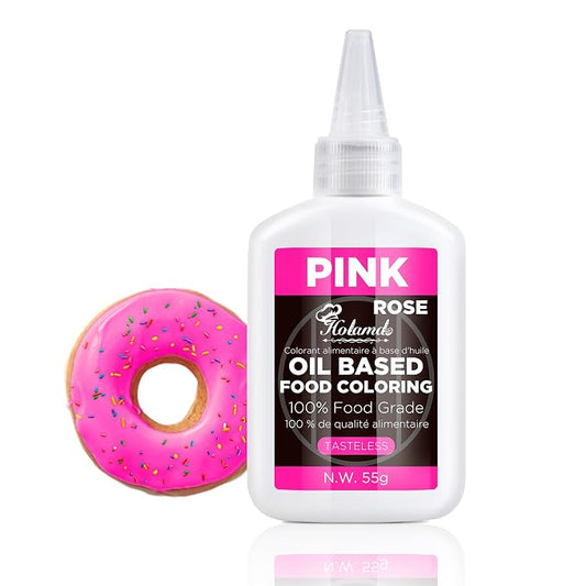 Oil Based Food Coloring Set, Pink Oil Based Food Coloring for Chocolate, Food Grade Food Color Dye for Candy Melts, Baking, Icing, Frosting and Cake Decorating, Flavorless Vibrant - 55g/Bottle