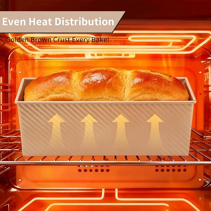 Pullman Loaf Pan with Lid 13x5 Inch, Large Nonstick Bread Pan for Baking, Professional Square Toast Mold with Bottom Vents, 2.2LB Aluminum Steel Sandwich Bread Pan for Sourdough Baking