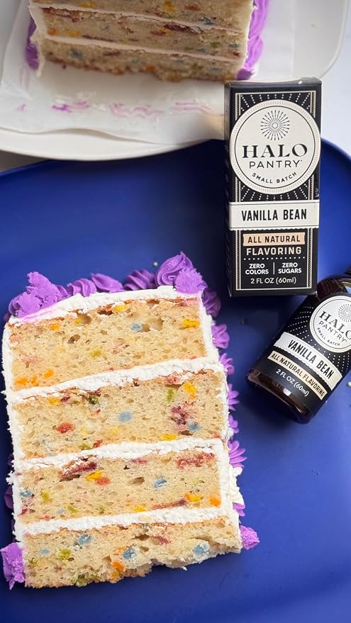 Natural VANILLA BEAN (clear) Flavoring Extract by HALO PANTRY (2oz bottle) | Water-Soluble, Dye-Free/Colorless, Gluten-Free, Dairy Free, Zero Sugars, NO Sweeteners, NO Calories | Perfect for customizing ANY baking, candy, dessert or drink recipes
