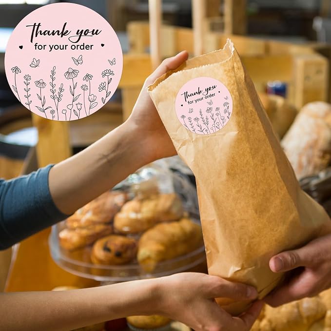 Louise Maelys 1.5 Inch Thank You for Your Order Stickers-500 pcs Thank You Stickers for Packaging Labels for Small Businesses and Small Shops