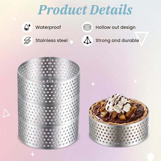 32 Pack 2 Inch Stainless Steel Tart Ring, Crumpet Rings Cake Ring Heat-Resistant Cake Mousse Rings Metal Pastry Mold for Dessert Baking Cooking Pastries