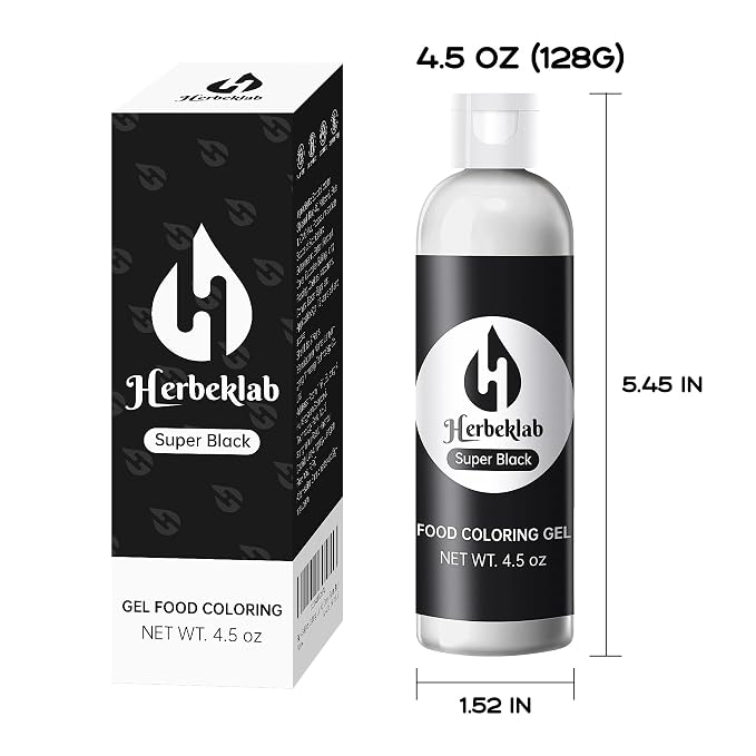 Black Gel Food Coloring – 4.5 oz Professional Grade Concentrated Food Dye, Gel Based Coloring for Icing, Baking, Cake Decorating & Cookies