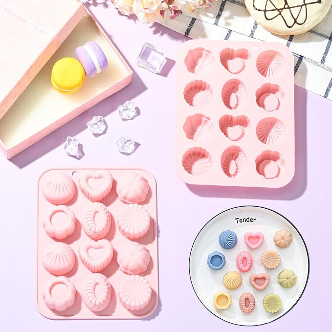 Ipotkitt 2pcs Pink Heart Flower Chocolate Silicone Molds Oval Gummy Molds for Jelly Fondant Chocolate Candy Mousse Ice Cake DIY Crafts Keto Fat Bomb