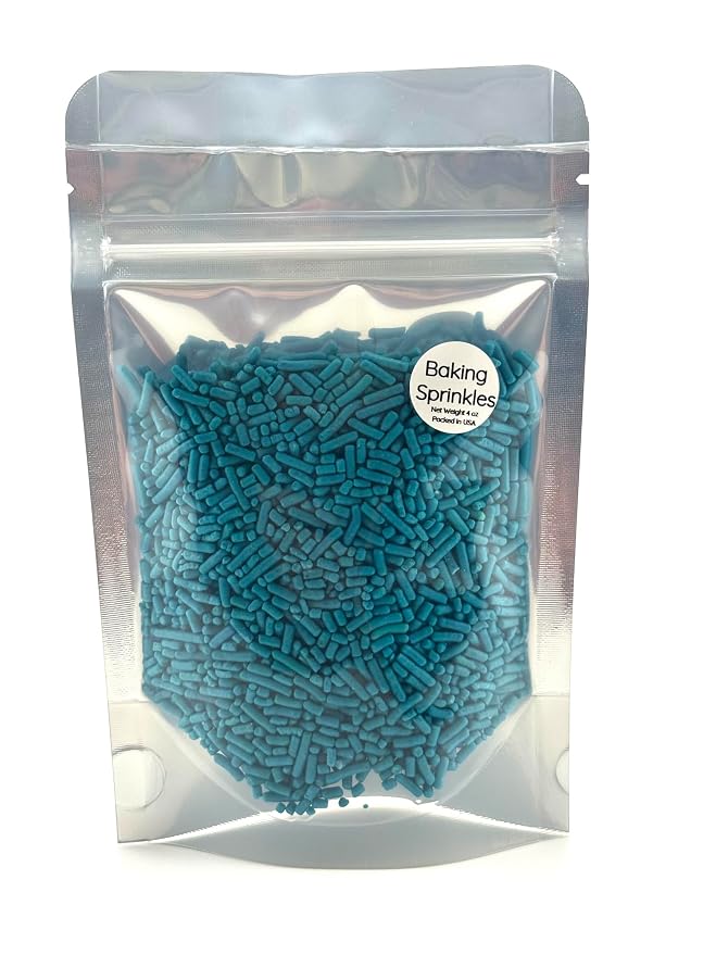 Teal Blue Sprinkles 4oz pack for Baking Cakes, Cupcakes, Cookie Decorations, Ice Cream and Donut Toppings Edible Decorating Baking Supplies - (Teal)