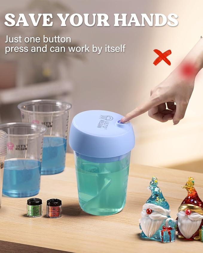 LET'S RESIN Upgraded Auto Resin Mixer, Hands-Free Easy Clean Epoxy Mixer with Silicone Mixing Cup, Rechargeable Electric Epoxy Resin Mixer for 24Fl.oz (Patented)