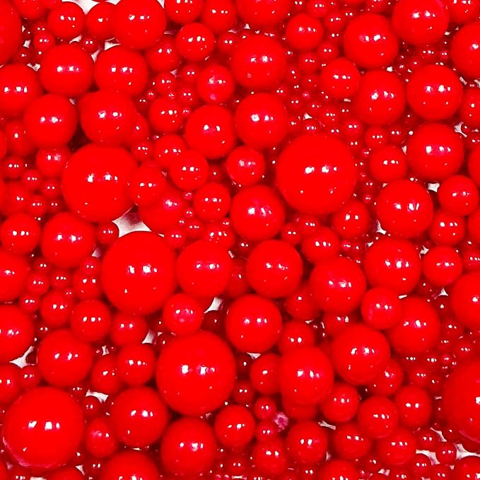 Sprinkles Edible Red Pearl Sugar Sprinkles Candy 142g/5.01oz Mix Size Red Pearls Cookie Decorations and Cupcake Toppings, Wedding Party Valentines Christmas Supplies