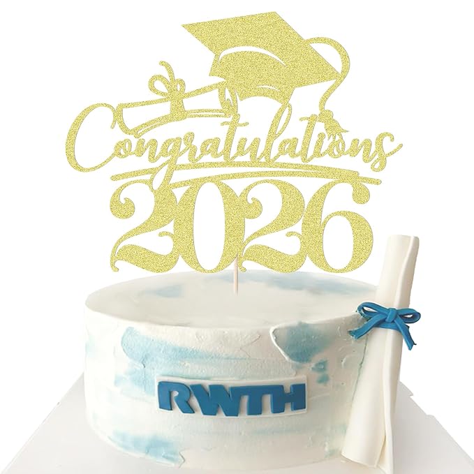 Congratulations 2026 Graduation Cake Topper,Congrats Grad Cake Decor - 2026 High School/College/Senior Graduation Party Decorations Supplies