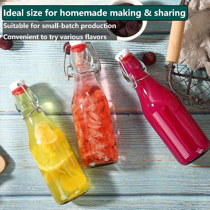 ZEBEIYU 12 Pack 8.5 oz swing top glass bottles,flip top glass bottle with airtight lid for home brewing,kombucha,kefir,vanilla extract,beer,oil,vinegar,homemade juices,soda,beverages,2nd fermentation